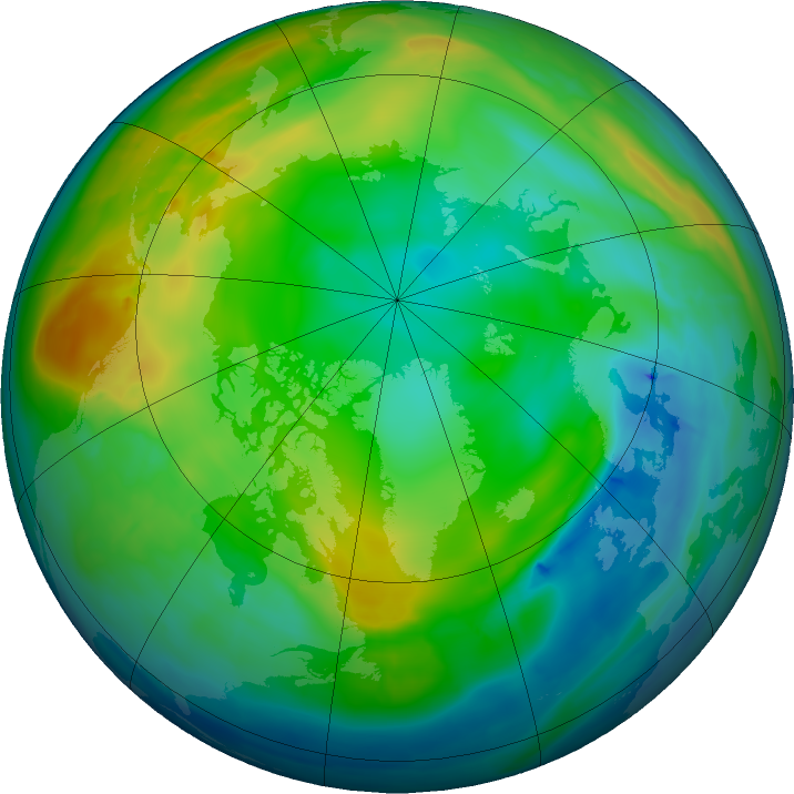 Arctic ozone map for 05 December 2015